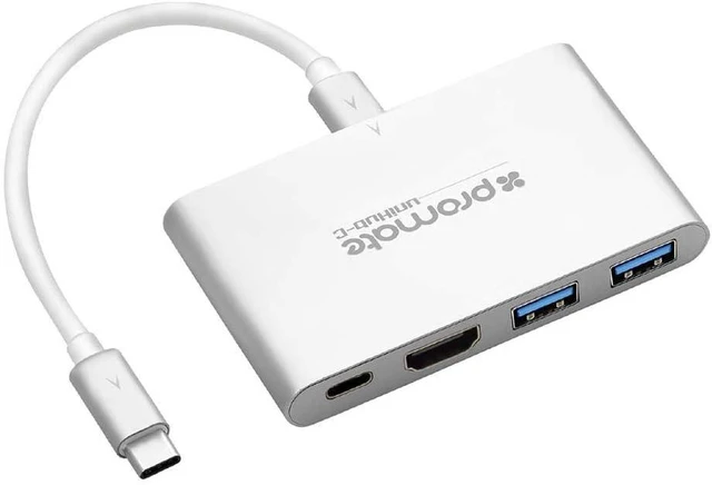Main image of Promate Universal USB Type-C Hub, 2 USB 3.0 Ports, 4K HDMI Ports, USB Type-C Ports, Up to 90W Charging, Gray, UniHub-C2 Gray