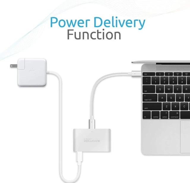 Alt view image 2 of 7 - Promate Universal USB Type-C Hub, 2 USB 3.0 Ports, 4K HDMI Ports, USB Type-C Ports, Up to 90W Charging, Gray, UniHub-C2 Gray