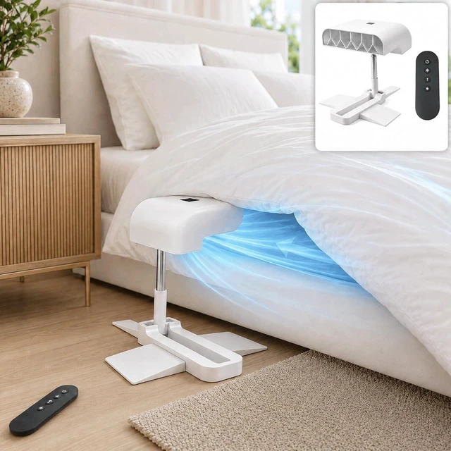 Main image of Bed Cooling Fan Under Sheets, Rechargeable Cordless Bed Fan for Hot Sleepers, Under Blanket Airflow Cooling System with Remote, 5 Quiet Speeds, Adjustable Height, USB-C Charging (1PC)