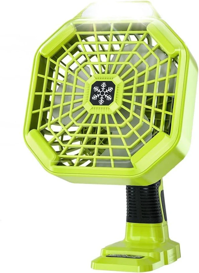 Main image of Battery Operated 18V Fan Compatible with Ryobi 18V Battery, Portable Cordless Fan with 180LM LED Lantern, Remote, Timer 1800CFM 3-Speed Outdoor Floor Fan