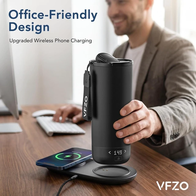 Alt view image 2 of 7 - Temperature Control Heated Travel Mug Smart Self Heating Coffee Mug 20 Oz App Controlled LED Display coffee serving sets mug kept at a constant temperature for 4-10 hours (Black, 20 oz)