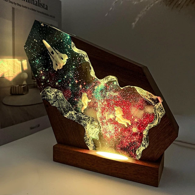 Alt view image 2 of 7 - Handcrafted Astronaut Resin Lamp for Bedroom Decor