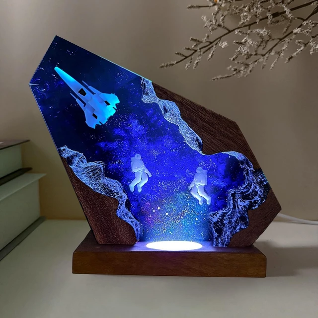 Alt view image 3 of 7 - Handcrafted Astronaut Resin Lamp for Bedroom Decor