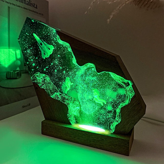 Alt view image 6 of 7 - Handcrafted Astronaut Resin Lamp for Bedroom Decor