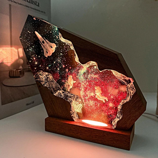 Alt view image 7 of 7 - Handcrafted Astronaut Resin Lamp for Bedroom Decor