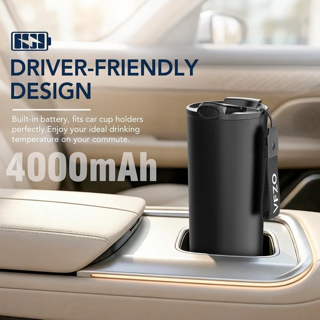 Alt view image 6 of 7 - Temperature Control Heated Travel Mug Smart Self Heating Coffee Mug 20 Oz App Controlled LED Display coffee serving sets mug kept at a constant temperature for 4-10 hours (Black, 20 oz)