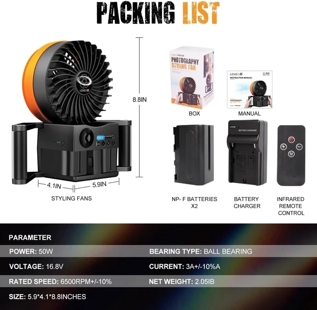 Alt view image 3 of 6 - Portable Photography Fan Blower,Powerful Wind Stage Effect with 10 Level Adjustable Wind,for Fashion Portrait Photo Shooting,Weddings,Photography Teams,Outdoor Events,Creators,Including Batteries