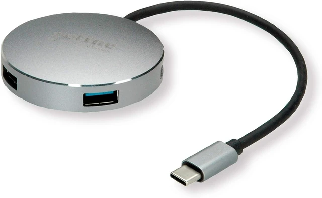 Alt view image 5 of 6 - ROLINE USB 3.2 Gen 1 Hub, Round, 4 Way, Type C Connection Cable