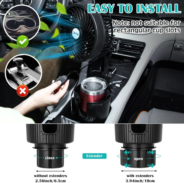 Alt view image 5 of 7 - DaisyInner 2 Pcs USB Car Fan with Cup Holder 2 in 1 6 Inch Portable Vehicle Cooling Fan Expander 2 Speeds 360 Degree Rotation Adjustable Base Cup Holder for Suv Rv Truck Sedan Boat Supplies