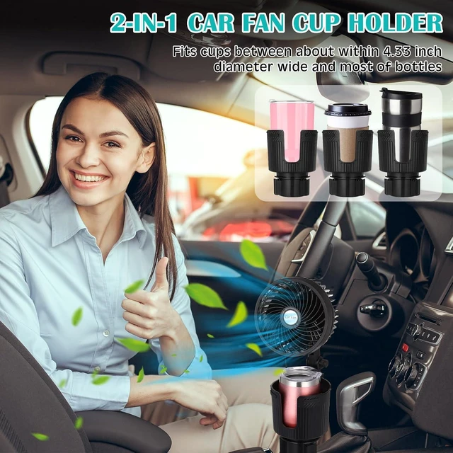 Alt view image 7 of 7 - DaisyInner 2 Pcs USB Car Fan with Cup Holder 2 in 1 6 Inch Portable Vehicle Cooling Fan Expander 2 Speeds 360 Degree Rotation Adjustable Base Cup Holder for Suv Rv Truck Sedan Boat Supplies