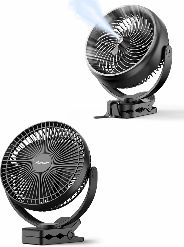 Main image of Koonie 8 Inch 10000mAh Clip on Fan & Misting Fan for Golf Cart Office Desk Outdoor Travel Camping Tent Gym Treadmill,Black