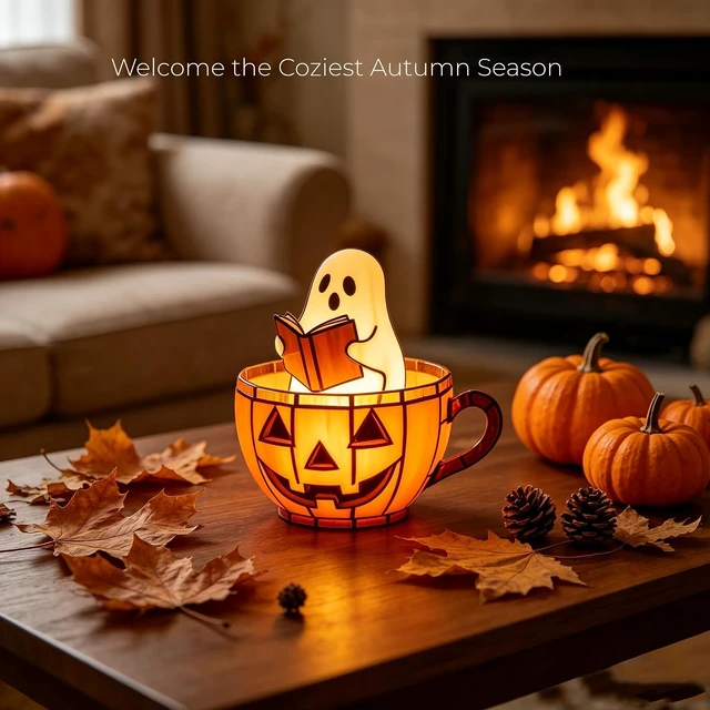 Alt view image 5 of 6 - Ghost Night Light, Resin Halloween Lamp with 6 Random DIY Stickers