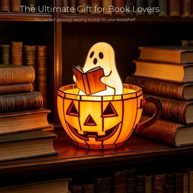 Alt view image 4 of 6 - Ghost Night Light, Resin Halloween Lamp with 6 Random DIY Stickers