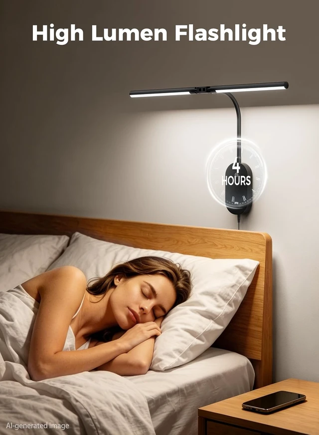 Alt view image 5 of 7 - deeloop Wall Reading Light, Dual LED Bars, USB Port, Touch Dimming