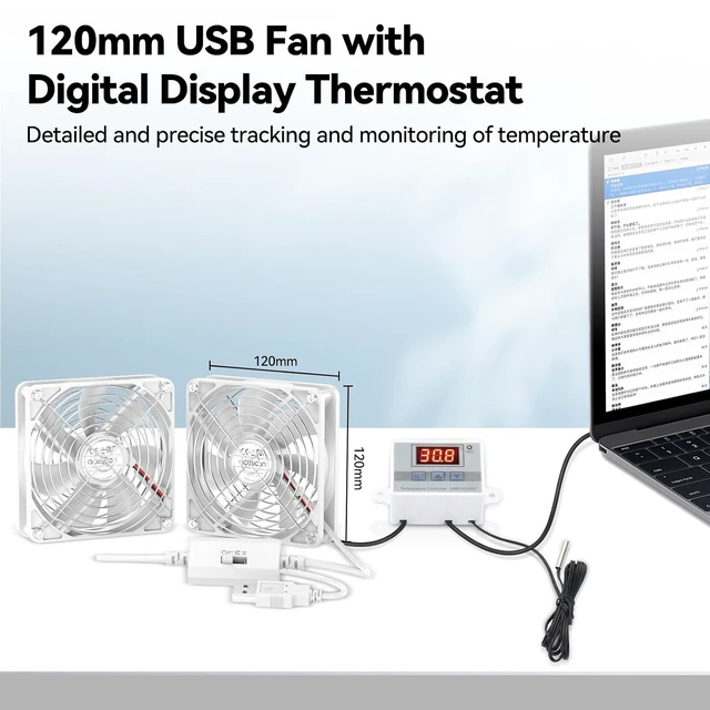 Alt view image 6 of 7 - aceyoon Dual-Row 120mm USB Fan, High Speed 5V USB Port Heatsink Cooling Fan