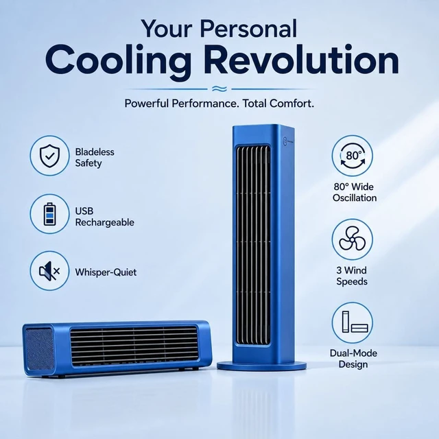 Alt view image 7 of 7 - 2-in-1 Bladeless Fan - New Version Cordless Rechargeable