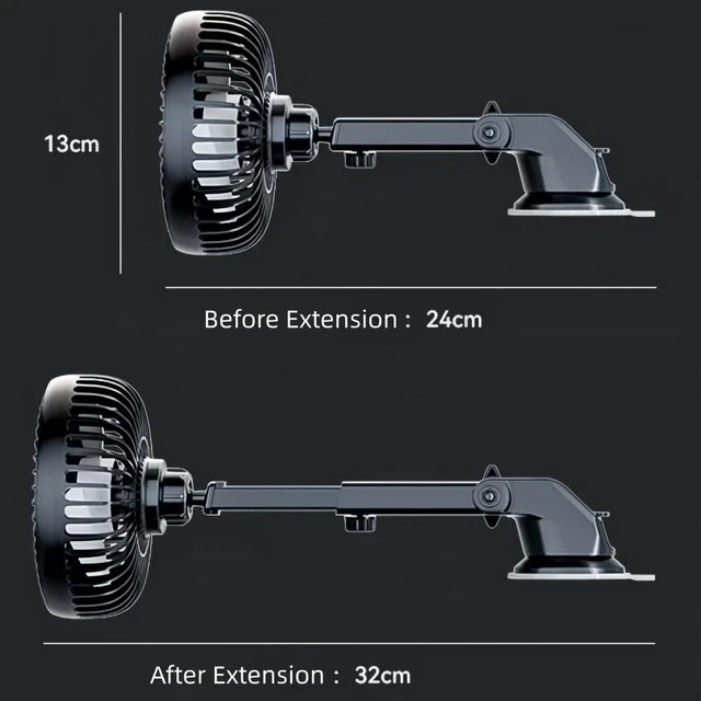 Alt view image 6 of 6 - USB Car Fan for Dodge Viper ZB coupe, USB Desk Fan Mini Portable Fans Car Cooling Fan 360° Rotatable 3 Speeds Air Circulation Fan,B