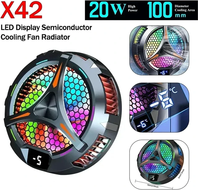Alt view image 2 of 4 - X42 Magnetic Semiconductor Game Cooler with Display Fast Cooling Fan Radiator for Tablet Universal Cool Heat Sink