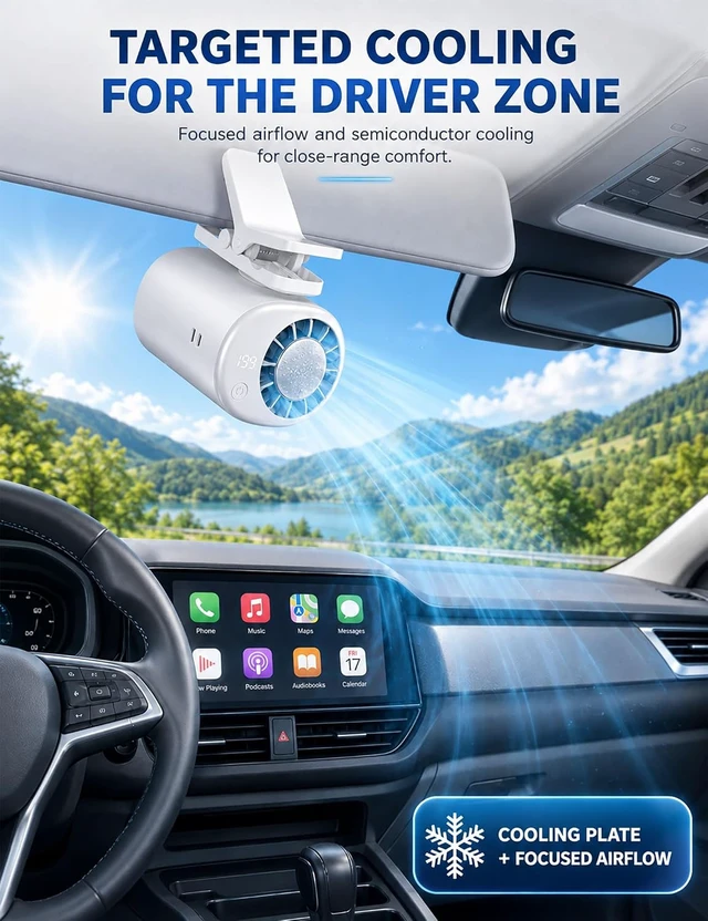 Alt view image 2 of 7 - 2026 Car Clip on Air Conditioner Fan with LED Display, Portable Mini Cooling System, 16 Semi-Cooling Wide Clamp, USB Rechargeable, 360° Rotation Adjustable 199 Speeds Truck TentPurple Pink