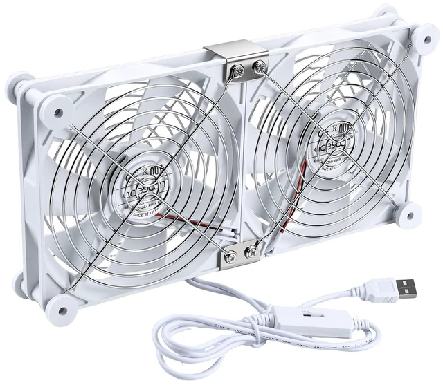 Main image of aceyoon Double 140mm USB Cooling Fan with Digital Temp Control 5V PC Fan