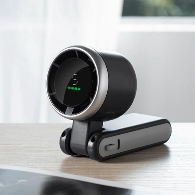 Main image of USB charging portable fan handheld folding high-speed turbo fan hanging neck outdoor violent wind 180 degree desktop portable (Dark grey)