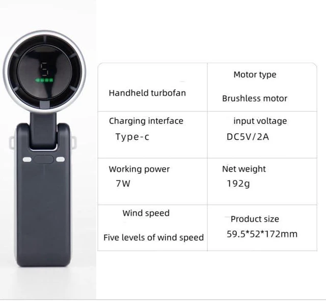 Alt view image 5 of 7 - USB charging portable fan handheld folding high-speed turbo fan hanging neck outdoor violent wind 180 degree desktop portable (Dark grey)