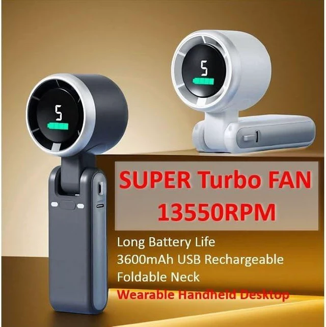 Alt view image 6 of 7 - USB charging portable fan handheld folding high-speed turbo fan hanging neck outdoor violent wind 180 degree desktop portable (Dark grey)