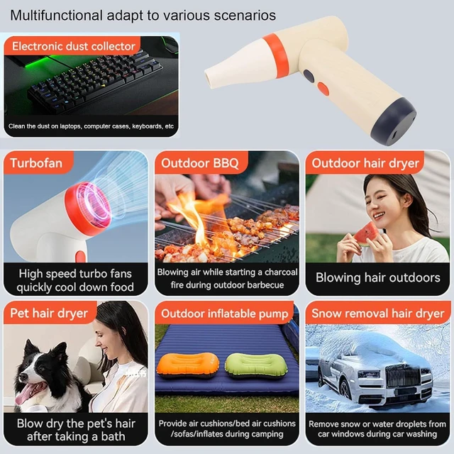 Alt view image 5 of 7 - Handheld Fan, Powerful Mini Portable USB Rechargeable Turbine Bladeless Fan with Strong Wind for Outdoor, Indoor, Car, Travel, Camping, Office, Beach, Home, Personal Use