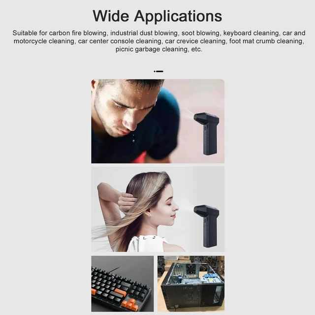 Alt view image 2 of 7 - Handheld Brushl Motor Jet Fan 130,000RPM Turbofan High Power Dust Blower Keyboard ing Tool with USB Charging Interf