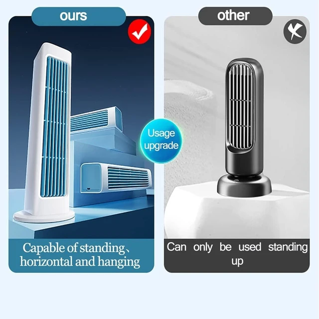 Alt view image 2 of 7 - Portable Fan,Small USB Desk Personal Fan,Desktop Fan,Tower Fan,Portable Floor Bladeless Fan for Office, Dormitory, Bedroom, Living Room, Camping,car (Color : Blue)
