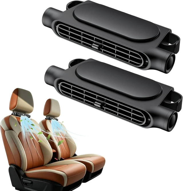 Main image of Car Seat Fan, Portable Car Fan with 3 Speed Adjustable Airflow, Headrest Fan for Backseat Cooling, USB Type-C Powered for Front & Rear Seat Travel, SUV Truck RV Accessories (2pcs,Black)