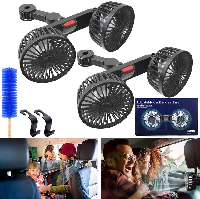 Main image of Adjustable Car Backseat Fan, 2024 New Car Fan, Dual Head USB Car Seat Fan, 360° Rotatable 3 Speeds Air Circulation Fan for Baby, USB Car Headrest Fan for Front Rear Seat for All Cars (2Pcs)