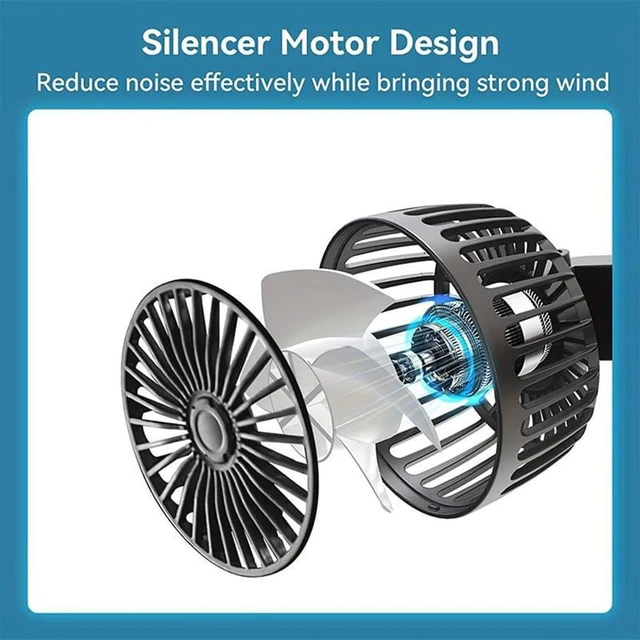 Alt view image 6 of 7 - Adjustable Car Backseat Fan, 2024 New Car Fan, Dual Head USB Car Seat Fan, 360° Rotatable 3 Speeds Air Circulation Fan for Baby, USB Car Headrest Fan for Front Rear Seat for All Cars (2Pcs)