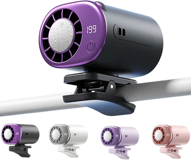 Main image of Car Clip On Air Conditioner Fan With Led Display, Portable Mini Ac Fan Clip On For Car, 360° Rotation 100 Speeds, Usb Rechargeable Cooling Fan For Auto Vehicle Truck Tent (2, black)