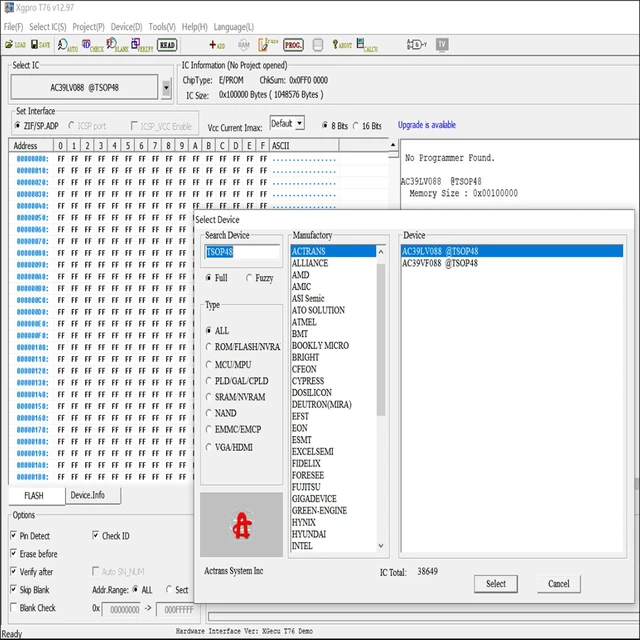 Alt view image 5 of 7 - T76 Programmer for with Xgecu T56 Tl866ii T48 Replacement IC Probe Clip Reader Writer Support Eprom ISP Chip PIC NAND Flash EMMC GAL CPLD VGA BGA Socket Tester (T76+QFN8 8x6)