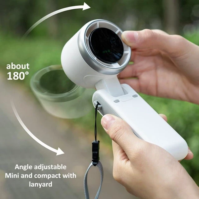 Alt view image 3 of 7 - USB charging portable fan handheld folding high-speed turbo fan hanging neck outdoor violent wind 180 degree desktop portable (Dark grey)