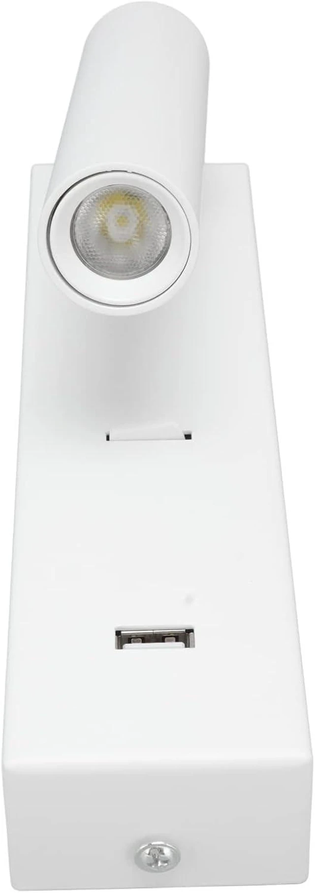 Alt view image 6 of 7 - Wall Mounted Reading Light with USB Port, Adjustable Angle Plug in LED Wall Lamp, Warm Light, Aluminum, 100-240V (Warm Light)