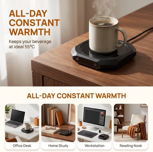 Alt view image 3 of 7 - ibasenice Coffee Mug Warmer with 3 Temperature Settings, Electric Heater