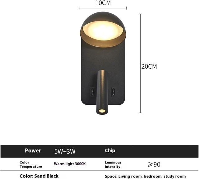 Alt view image 2 of 4 - Wall Lamp, Type-C Rotating Surface Mounted Reading Wall Light Lamp