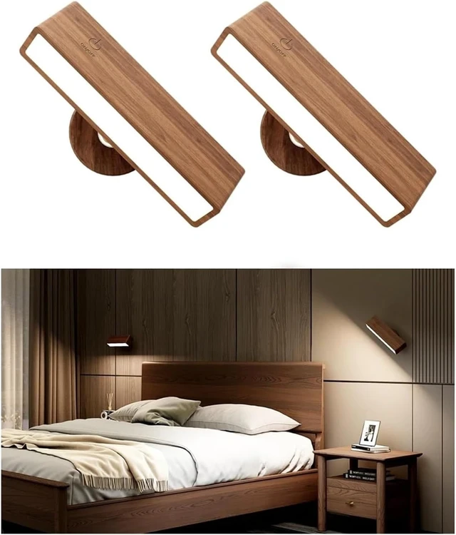 Alt view image 2 of 4 - Long wall Light, LED Reading Wall Lamp Touch Control Type- C Rechargeable Wireless Portable Bedside Light Adjustable Brightness Bedroom Lighting,Bedroom Bedside Licht