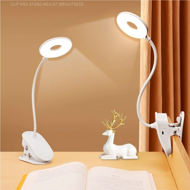 Alt view image 2 of 5 - Rechargeable LED Clip Lamp with Ring Light for Eye-Caring Study
