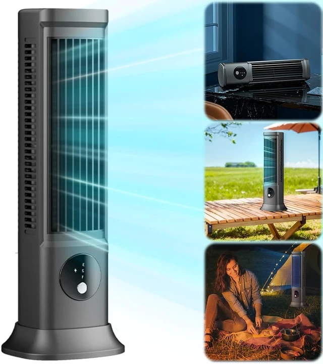 Alt view image 2 of 7 - Ventilation Fan USB Rechargeable 3 Speeds Tabletop/Vertical Horizontal