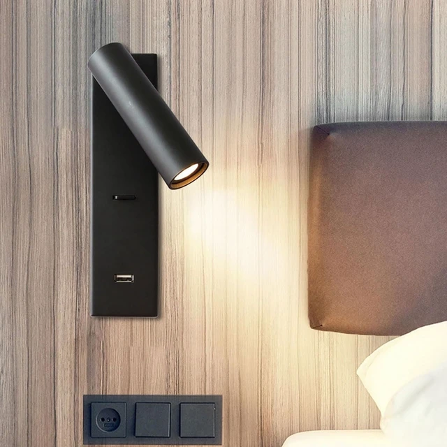 Alt view image 3 of 7 - Rotatable USB Ceramic Ball Reading Wall Lamp(Black)