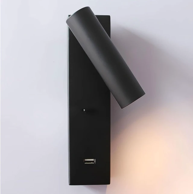Alt view image 7 of 7 - Rotatable USB Ceramic Ball Reading Wall Lamp(Black)