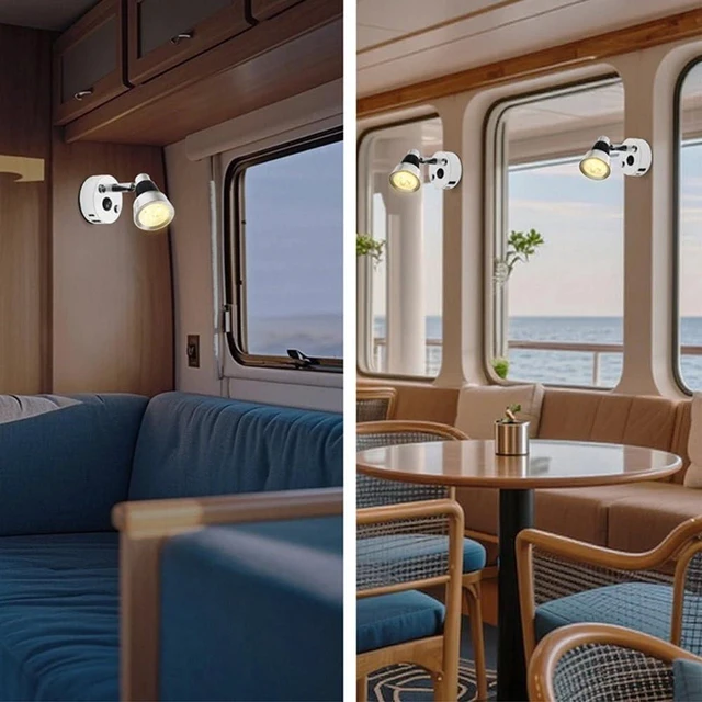 Alt view image 4 of 7 - 12V RV Reading Light with USB-A and Type-C Charging, 3W LED Interior Wall Lamp for Camper Travel Trailer Boat