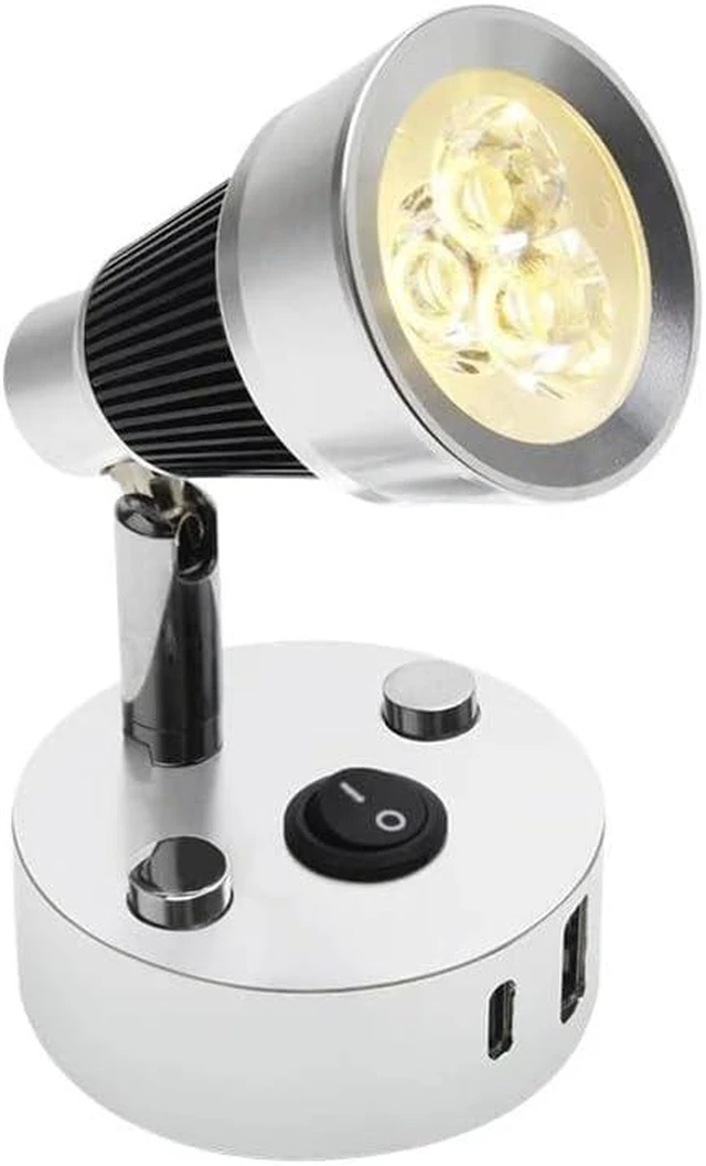 Alt view image 6 of 7 - 12V RV Reading Light with USB-A and Type-C Charging, 3W LED Interior Wall Lamp for Camper Travel Trailer Boat