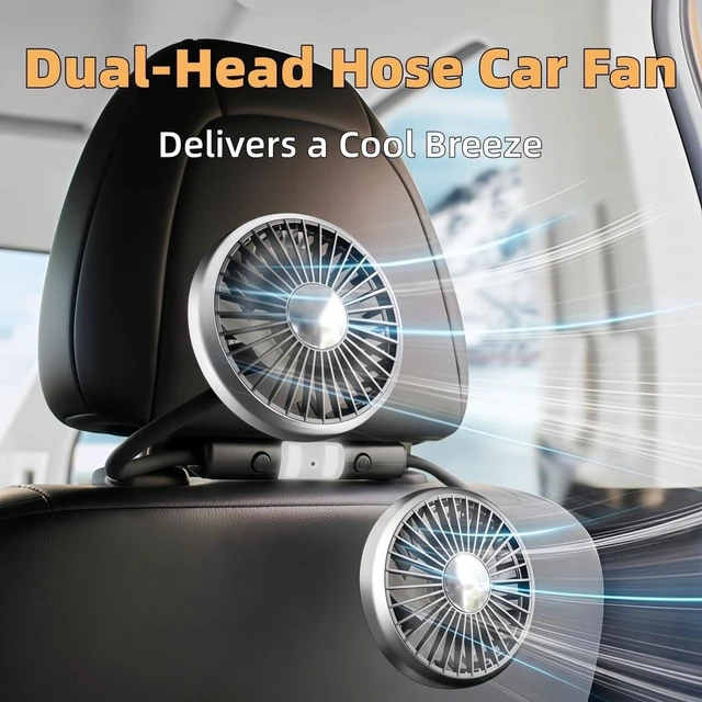 Alt view image 5 of 7 - Car Fan for Back Seat for Infiniti QX80 2014-2020 2021 2022 2023 2024,3-Speed USB Car Fan,360° Rotatable Dual Head Cooling Car Seat Fan,Quiet Brushless Motor,Air Circulation for Vehicle
