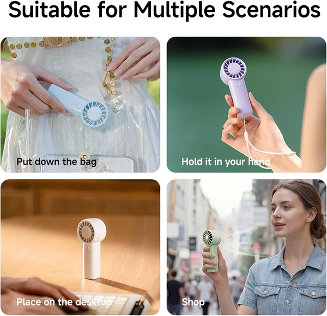 Alt view image 6 of 7 - Mini Handheld Fan 3 Speed Type-C Rechargeable