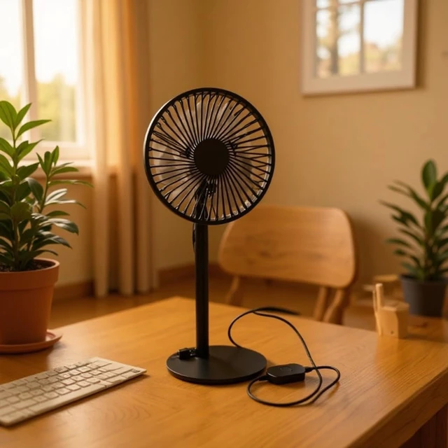 Alt view image 3 of 7 - Compact USB Desktop Fan 3 Speed Adjustable Height 33-46.5cm For Home