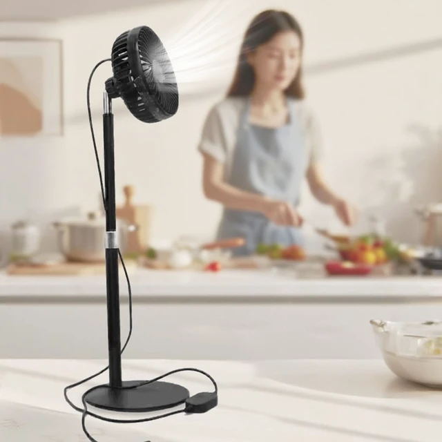 Alt view image 4 of 7 - Compact USB Desktop Fan 3 Speed Adjustable Height 33-46.5cm For Home